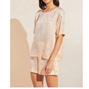 NWT Eberjey Inez Washable 100% Silk Pajamas Silk Top And Shorts